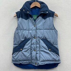 Vintage Trails West Women’s Small Blue Down Feathered Puffer Vest Quilted